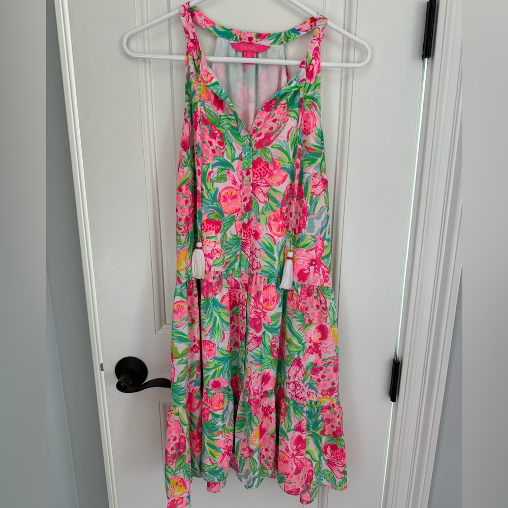 Lilly Pulitzer Pink and Green Silk Dress